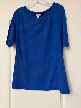 LuLaRoe Cobalt Blue Ribbed Short Sleeve Top